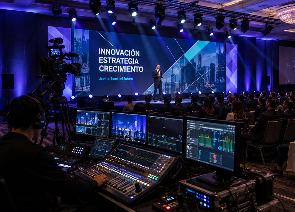 Producción técnica y audiovisual para eventos empresariales.